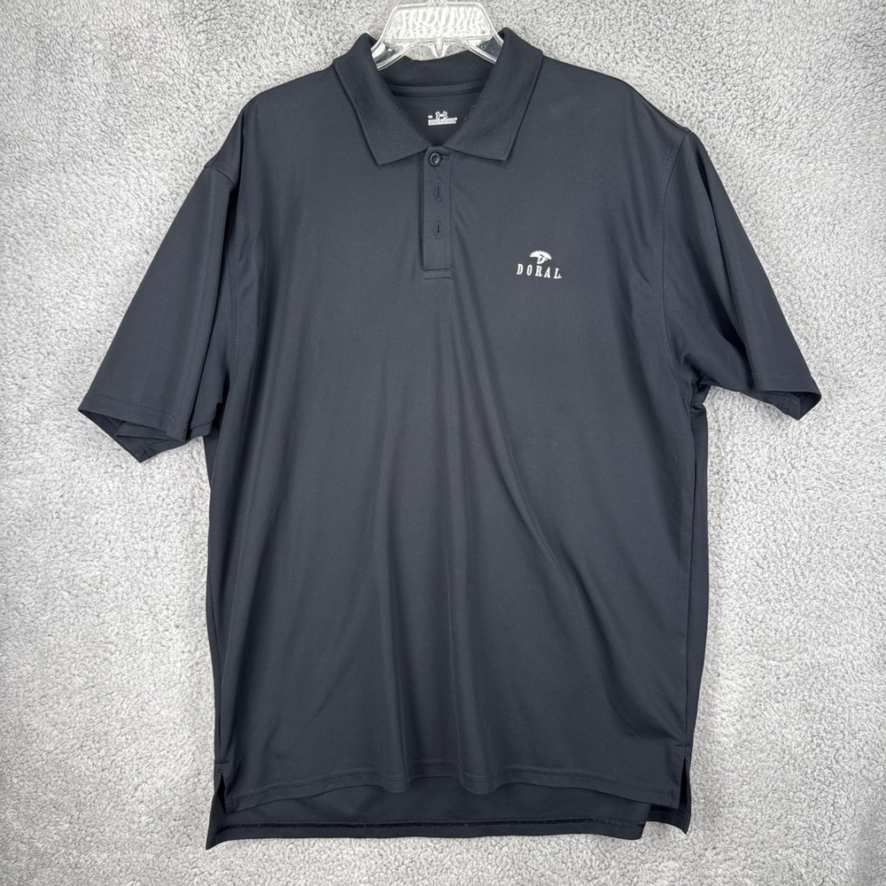 UNDER ARMOUR Polo Golf Shirt Mens Large Black Doral Logo Performance Wicking